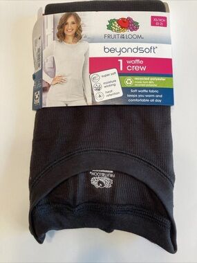 Fruit of the Loom Waffle Crew Black Shirt Size XS(0-2) Beyond Soft